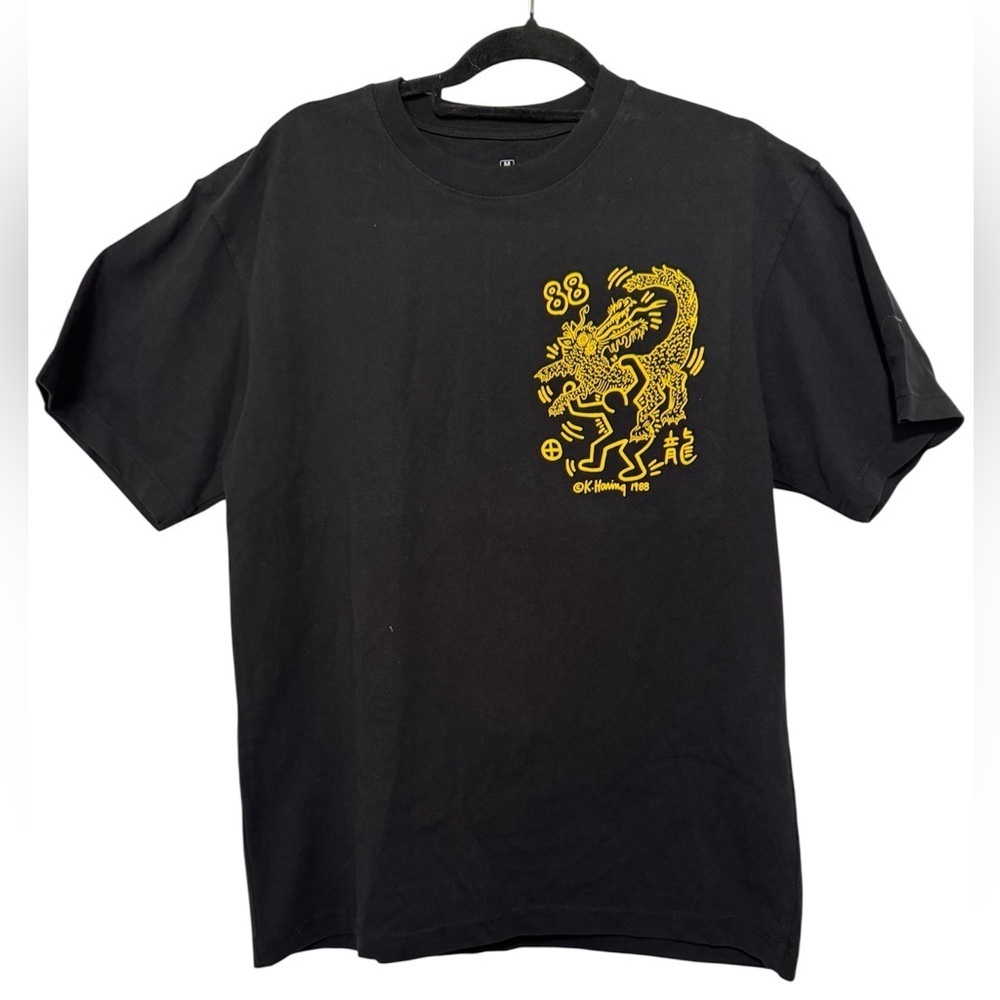 Keith Haring Dragon 88 Black& Gold Unisex T-Shirt Size Medium